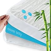 Mattress Topper Cover Protector Queen Size 2 Inch, 100% Waterproof Viscose Cooling Mattress Topper Encasement Zippered with Adjustable Straps, Fit Memory Foam Mattress