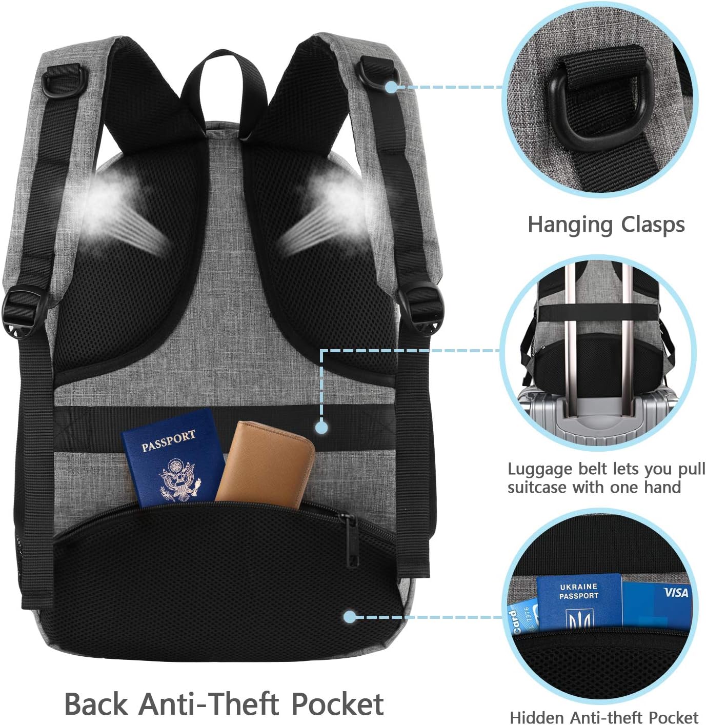 MATEIN Travel Laptop Backpack, Work Bag Lightweight Laptop Bag with USB Charging Port, Anti Theft Business Backpack - Image 5