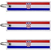 LLBFHH 3 Pcs Croatia Croatian Country Flag Keychain,Woven label Key Chains for Car Keys,Fabric Key Chains Men and Women,Used for Various Decorations.