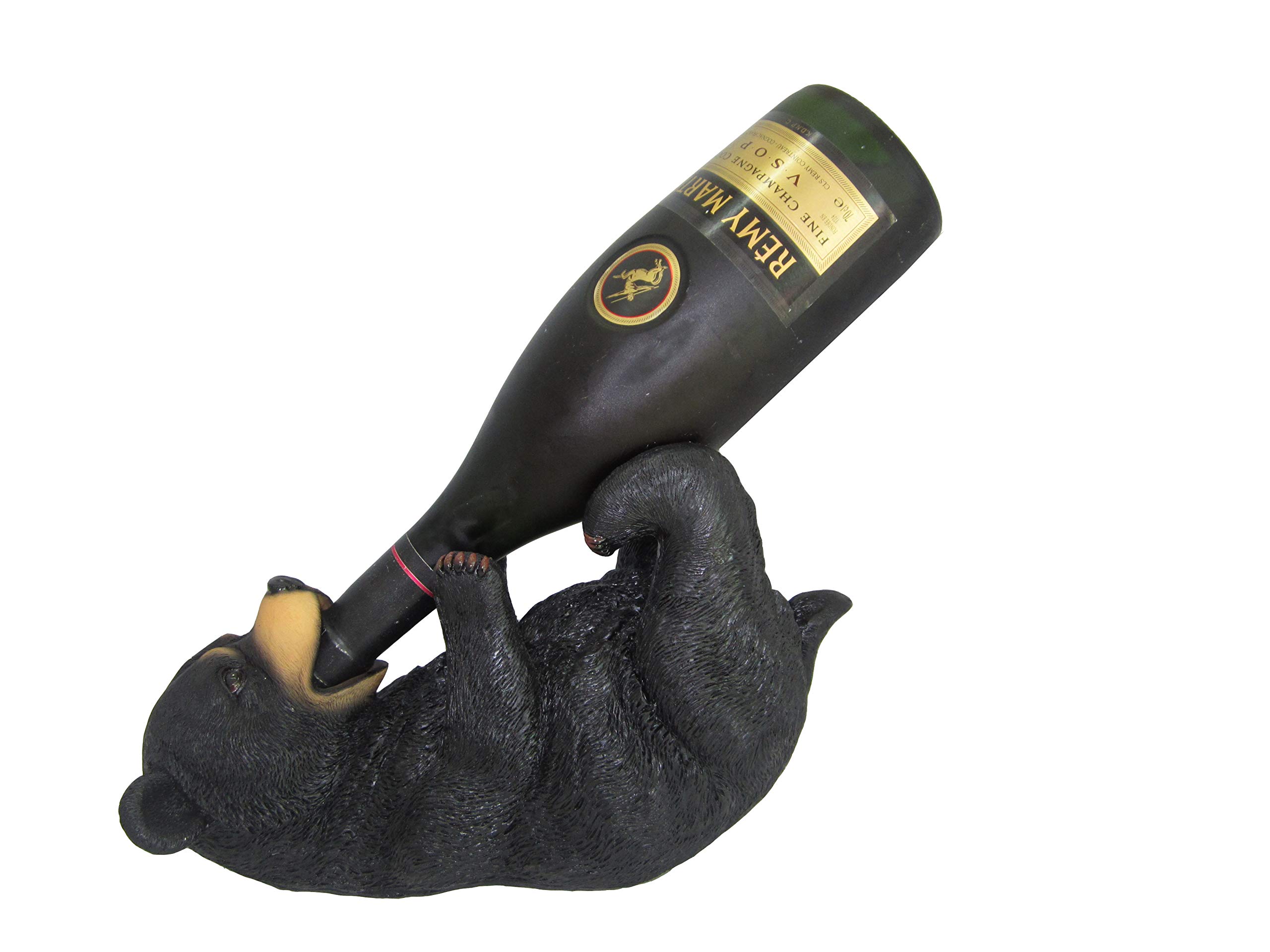 DWK-HD22318 - Adorable Black Bear Wine Bottle Holder Figure - Hand Painted with Intricate Detail Home Decor Animal Sculpture Decoration – Wine Rack Decorative Statue - Funny Figurine Wines Ornament