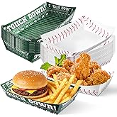 APLZGMG 48Pcs Baseball Theme Party Supplies, Large 5 lb Baseball Plates Disposable Food Snack Boats Paper Softball Serving Trays Dinner Plate for Softball Birthday Decorations Favor(White, Green)