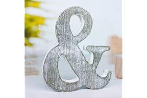 WOODOUNAI 8 Inch Wood Letters Unfinished Rustic Wood Letters for Wall Decor Decorative Standing Letters Slices Sign Board Decoration for Craft Home Party Projects (&)