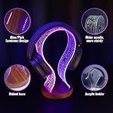 Ammonite Walnut LED Headphone Stand USB PCB Gamer Game Room Decor Blue Pink view 2