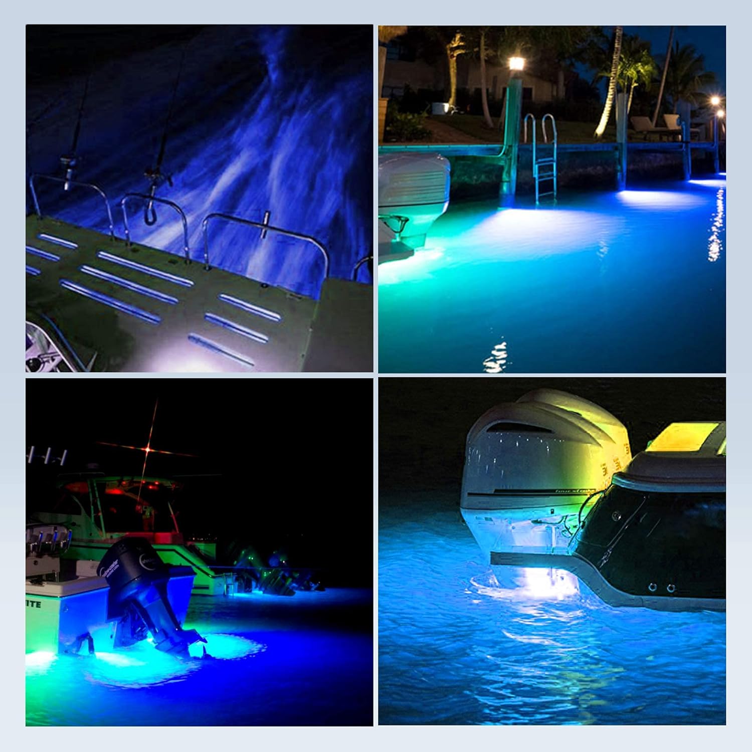 HUSUKU P1 90LED 5050 SMD 6.6Inch 10-36V IP68 Marine LED Lights for Boat Underwater, Blue, 316 Stainless Steel, Surface Mount for Yacht Bass Boat Fishing Garden Dock Pool ATV Pontoon Sailboat Skiff: Automotive
