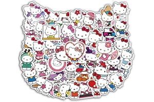 Hello Kitty Stickers, Cute Stickers Pack, Kawaii Stickers, 50Pcs Dovipta Vinyl Waterproof Stickers for Water Bottle, Laptop, Skateboard, Computer, Phone, Stickers for Kids,Girls,Teens,Adults (Hello)