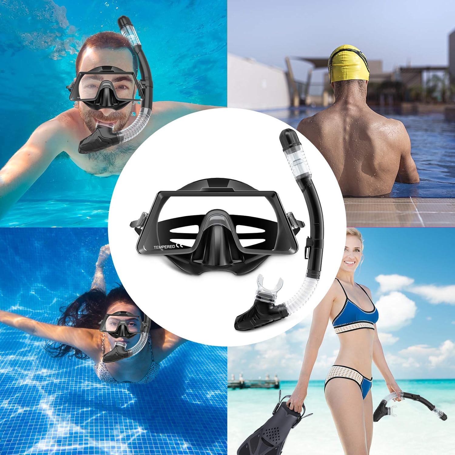 Tongtai Snorkel Gear for Adults with Panoramic Snorkel Diving Mask&Dry Top Snorkel Set | Diving Snorkeling Mask for Adult Men Women Teens for Swimming : Sports & Outdoors