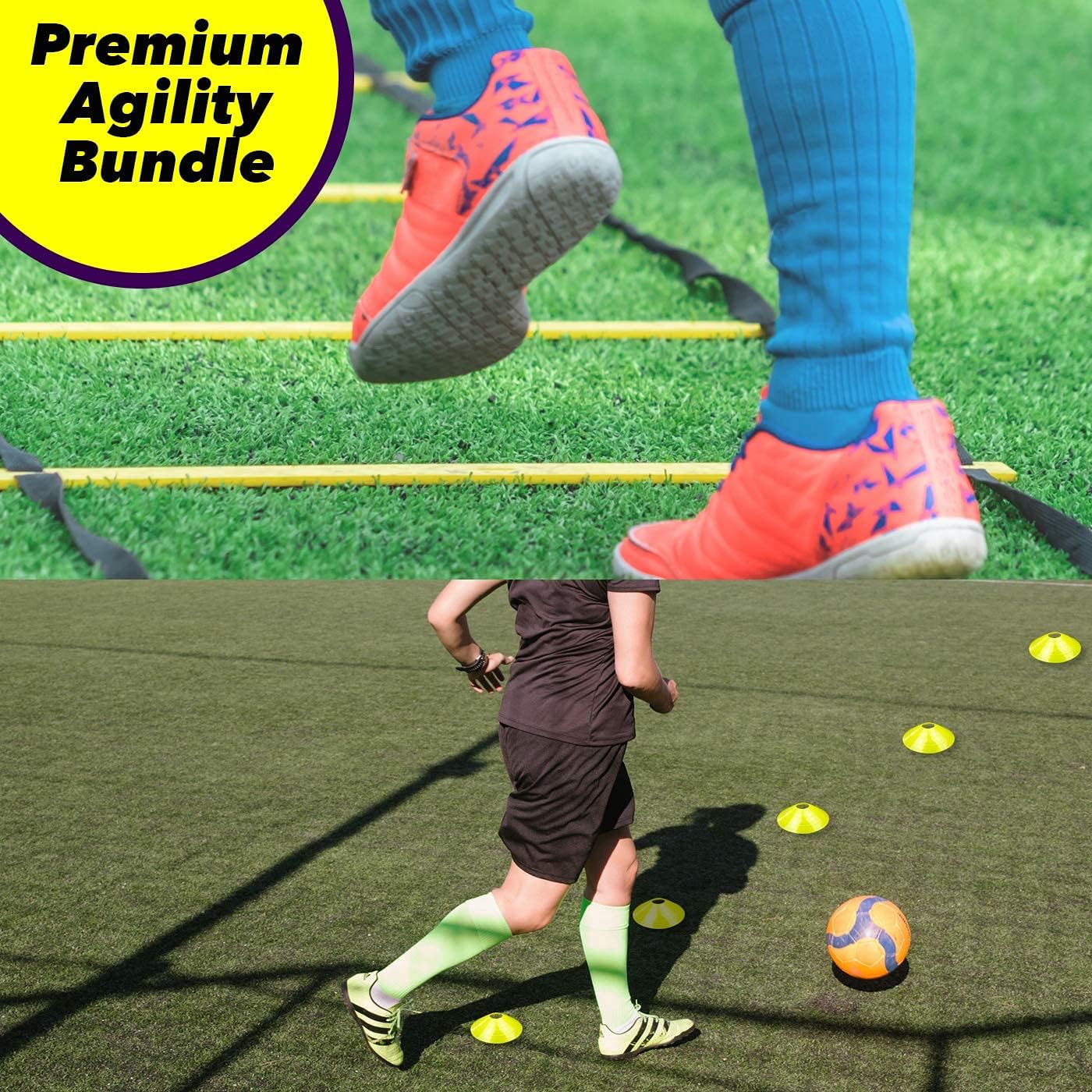 ZXFLTC Agility Ladder Speed Training Equipment-20 Feet Ladder, 8 Disc Cones, 5 Resistance Bands, Running Parachute, Skipping Rope-Boost Fitness, Improve Footwork in Soccer, Basketball, Football (Orange) : Sports & Outdoors