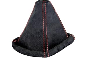 L & P Car Design Shift Boot Cover Faux Suede Compatible with VW Golf 2 MK2 3 MK3 Passat MK3 Polo MK3 for Jetta MK2 MK3 Manual Transmission Black red Stitch