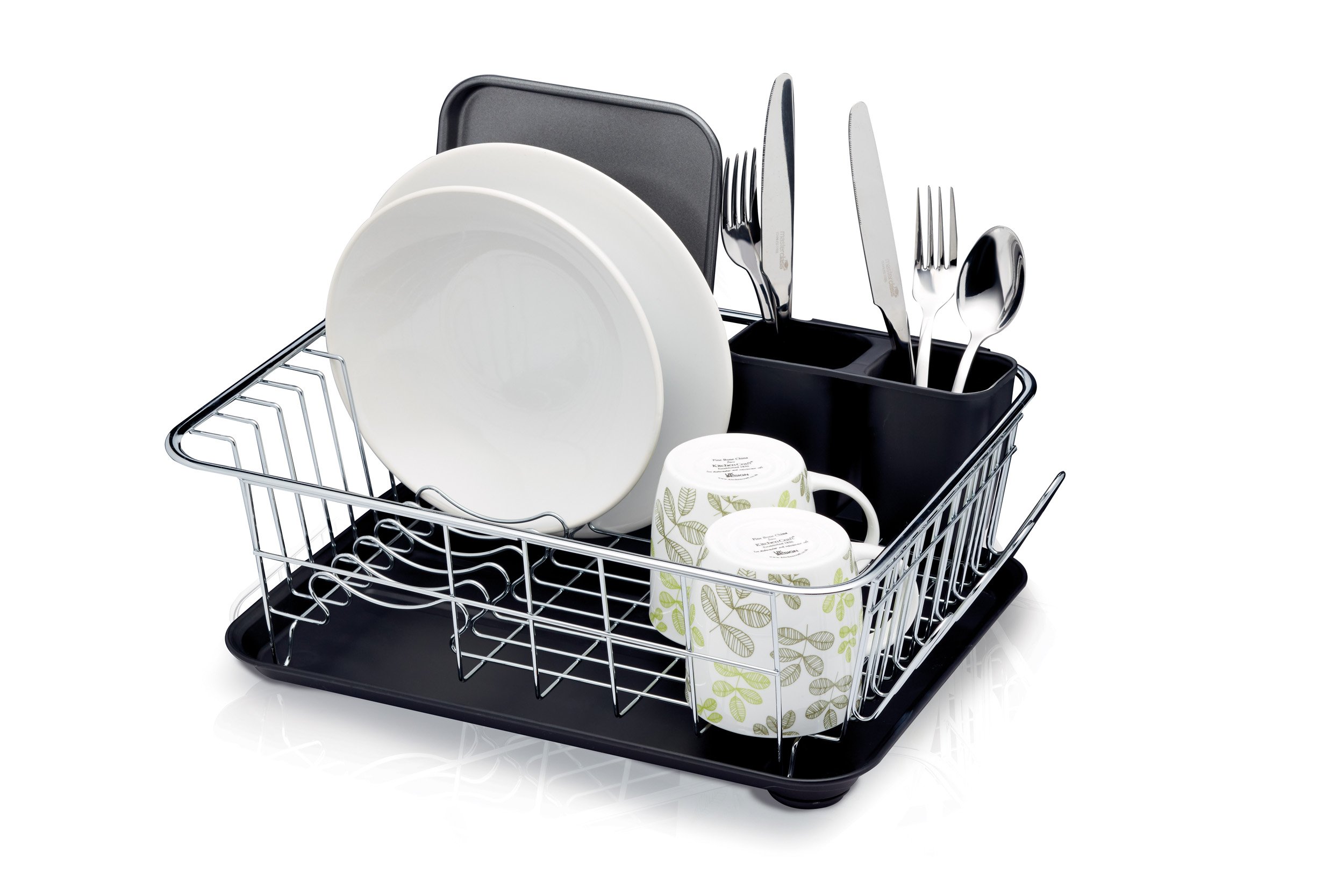 KitchenCraft Dish Drainer Rack with Drip Tray, 42 x 3.5 x 15.5 cm (16.5" x 12" x 6")