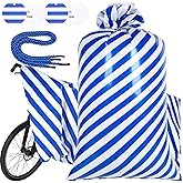Sabary 2 Pcs 70 x 40 Inch Bike Gift Bag Giant Jumbo Birthday Gift Bag for Huge Gifts Valentines Extra Large Plastic Gifts Bags for Christmas Bicycle Baby Shower Wrapping Supplies(Stripe,Blue White)
