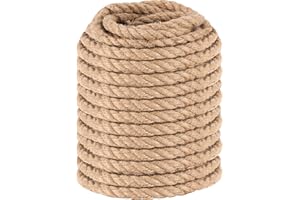 JOIKIT 1/2 Inch 164 Feet Natural Jute Rope, 12mm Thick Twisted Hemp Twine Manila Rope for Crafts, Gardening, Bundling, Home D