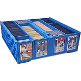 BCW Collectible Card Bin, Holds 3,200 Cards, Stackable, Blue, 4 Dividers | Four-row bin holds 3,200 sports or 4,400 gaming cards and fits toploaders, magnetics, deck boxes, and dividers.