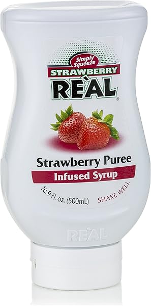 STRAWBERRY REÀL, STRAWBERRY PUREE INFUSED SYRUP, 16.9 FL OZ SQUEEZABLE BOTTLE (PACK OF 1)