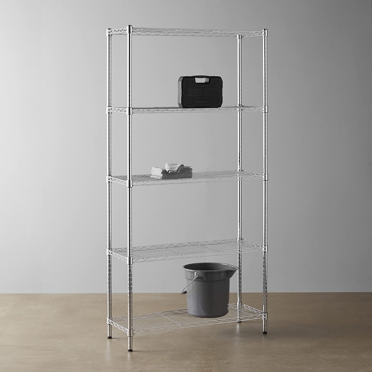  Basics 5-Shelf Adjustable, Heavy Duty Storage Shelving Unit (350 lbs loading capacity per shelf), Steel Organizer Wire Rack, Chrome, (36L x 14W x 72H): Home & Kitchen