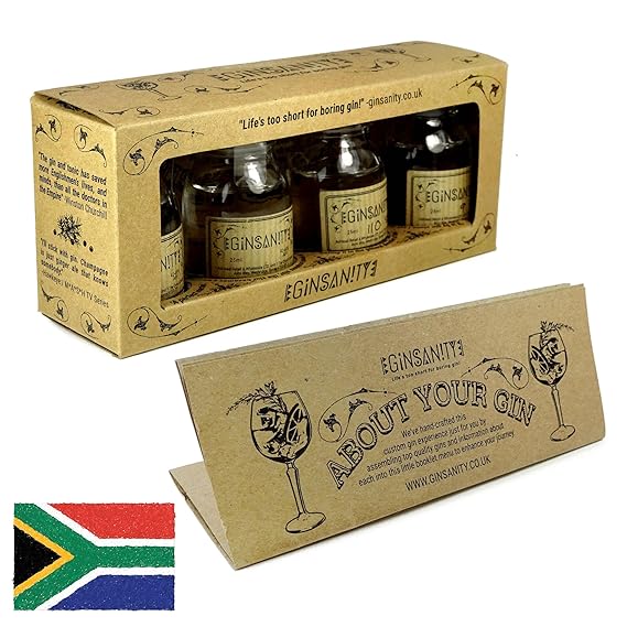 Ginsanity Gin Tasting, Geschmacksspektrum Trial Set in Geschenkbox, inkl. Broschüre und Anleitung (4 x 25ml) - Menu: The Spir