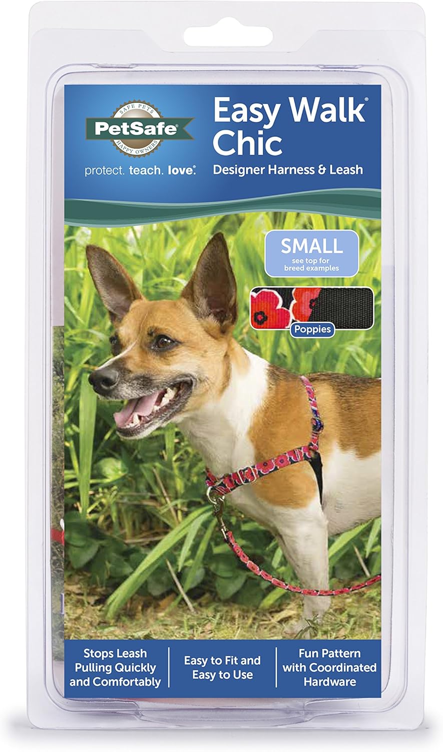 PetSafe EWH-C-HC-S-POP Easy Walk Chic Harness, Small, Poppies : Pet Supplies