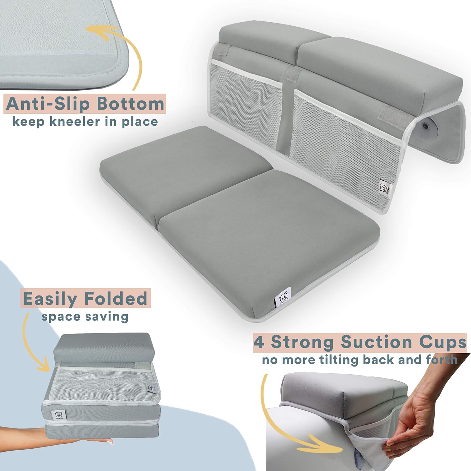Bath Kneeler and Elbow Rest Pad Set - Thickest Baby Bath Kneeler Pad in The Market - with Memory Foam and Baby Toys Organizer - Ideal Bathtub Kneeler Pad and Elbow Rest for Baby Bath Time : Baby