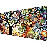 Colourful Tree of Life Large Mouse Pad, Big Desk Pad Desk Mat,XXL Extended Gaming Mouse Pad,Large Mouse Pads for Desk Rubber Base Mousepad with Stitched Edges,Keyboard Mouse Mat for Work,Game Office