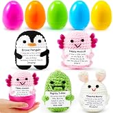 JOYIN 5 Pcs Jumbo Prefilled Easter Eggs with Crochet Toys, Eggs Filled with Stress-Relief Comfort Crochet Toys, Basket Stuffers for Kids Teens, Easter Egg Hunt, Party Favor, Classroom Prizes Gift