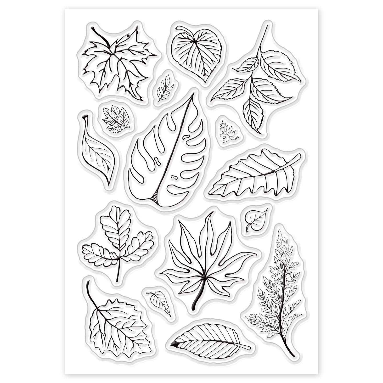 GLOBLELAND Leaves Clear Stamps Silicone Stamp Cards Tree Leaf Clear Stamps for Card Making Decoration and DIY Scrapbooking