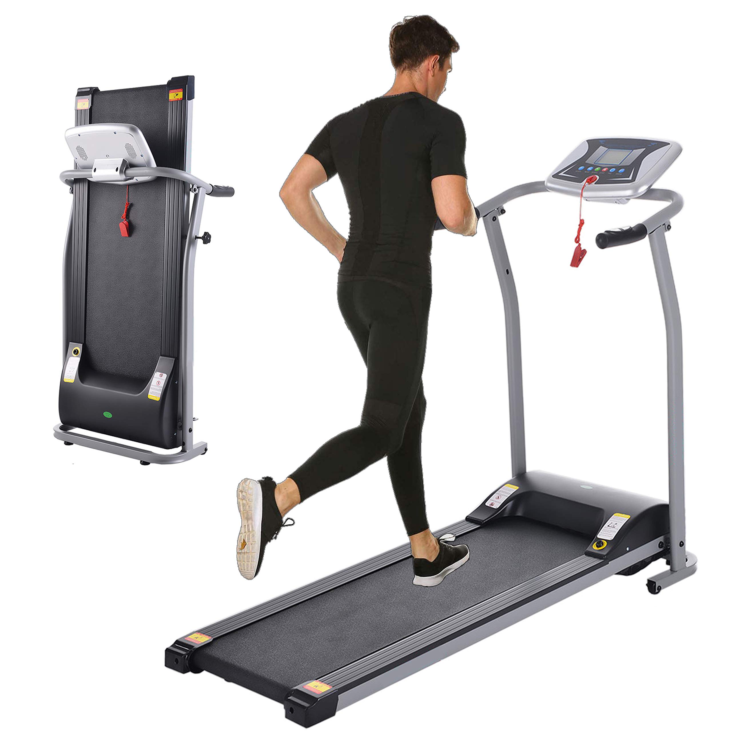 Folding Treadmill, Electric Running Machine with LCD Monitor Motorized Walking Running Machine Equip