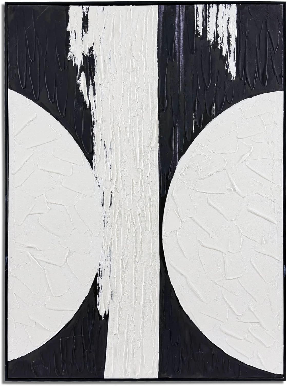 Paintings - 33 ART STUDIO - 30x40 Framed Abstract Vertical Wall Art Black and White, Contemporary Decor Piece, Modern Painting for Living Room Minimalist Home Wall Decor