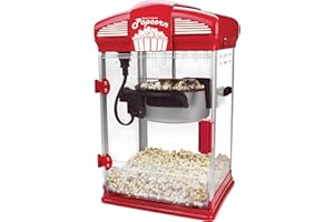 West Bend 82515 Hot Oil Theater Style Popcorn Popper Machine Offers Nonstick Kettle Fast and Durable with Easy Clean Up, 4-Ou