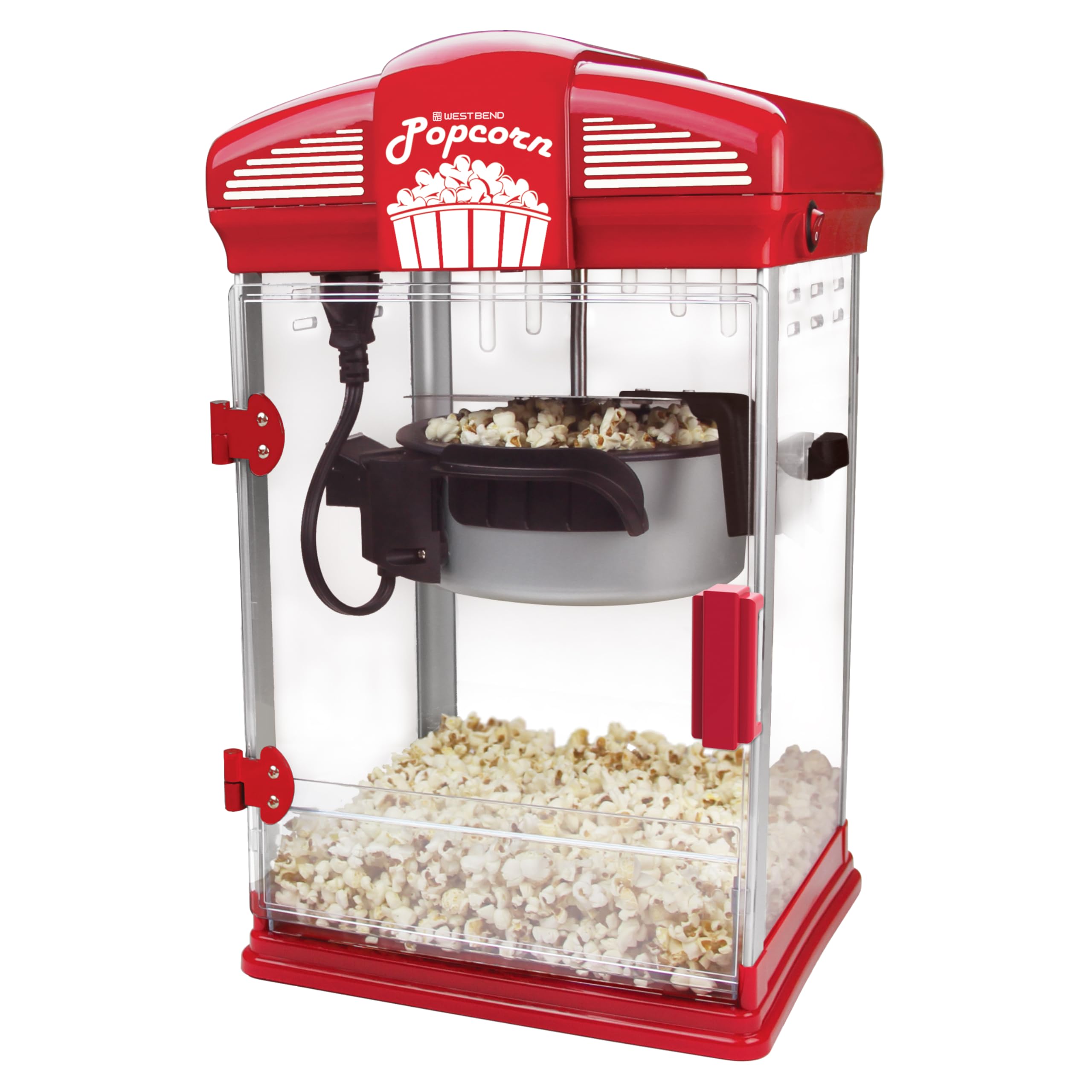 Photo 1 of ***(MISSING PARTS/ UNTESTED/ SEE NOTES)***West Bend Stir Crazy Movie Theater Popcorn Popper, Gourmet Popcorn Maker Machine with Nonstick Popcorn Kettle, Measuring Tool and Popcorn Scoop for Popcorn Machine, 4-Qt., Red