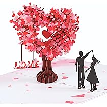 Pop Up Valentines Day Cards 3D Love Tree Hearts Couple For Wife, Husband, Her, Him, Couple - View #3
