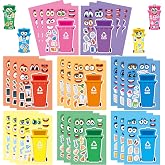 Conzon 24PCS Recycling Bin Make a Face Stickers, Trash Sorting Game Mix and Match Sticker Party Games, Make Your Own Trash Bin Stickers DIY Crafts for Adults &amp; Family Party Supplies Birthday Gifts