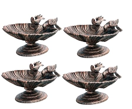 Karara Mujassme European Victorian Style Antique Gold Cast iron Bird Bath Garden Home D