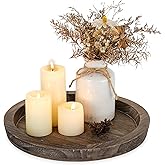 Romadedi Farmhouse Wooden Candle Tray - 11 Inch Round Decorative Trays for Coffee Table Dining Centerpiece Kitchen Counter Candle Holder Wood Trays for Christmas Rustic Home Decor