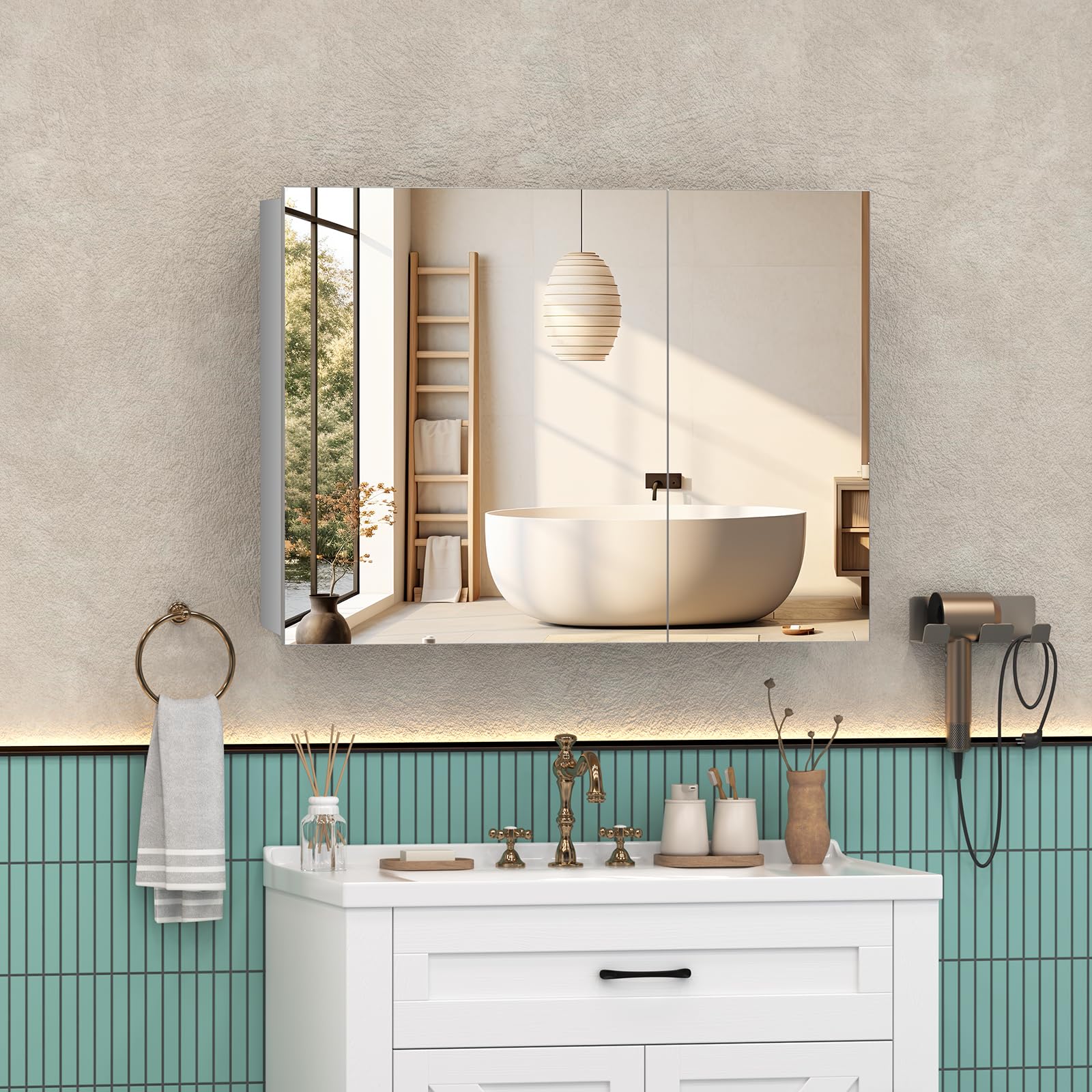 Photo 1 of ******Stock photo for reference *****Round bathroom mirror 42 inch gold