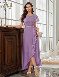 BeryLove Prom Dresses for Women Wedding Guest Ruffe
