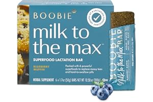 BOOBIE BRANDS Boobie Bar Superfood Blueberry Muffin Lactation Bar for Breastfeeding Moms to Increase Milk Supply | #1 Selling Lactation Snack Bars | Vegan, Fenugreek-Free, Gluten-Free, Dairy-Free (6 Bars)