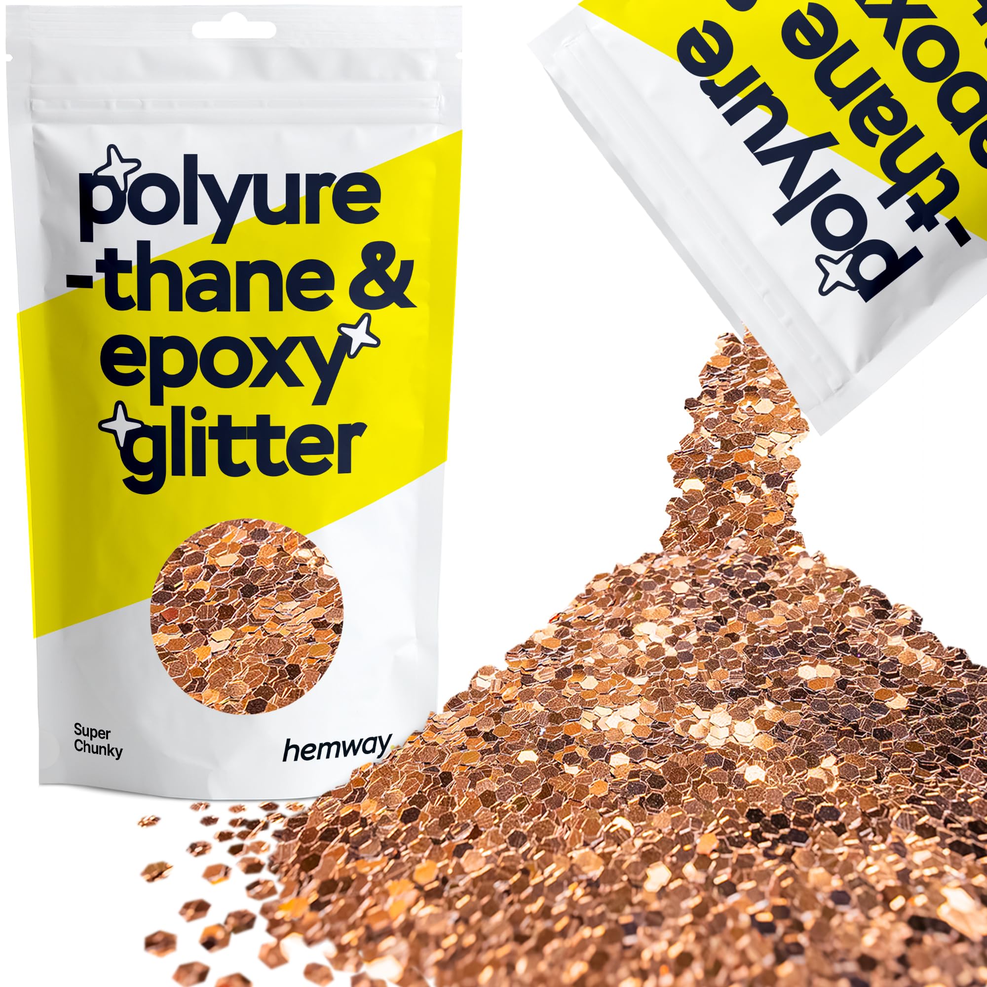 Hemway Resin Glitter Bronze Brown 100g Super Chunky | Polyurethane & Epoxy Glitter for Resin Crafts, Tumblers, Coasters, Floor & Table Art