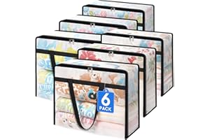 TasticTotes 6 Pack Clear Storage Bags for Comforter, Clothes & Bedding, Plastic Blanket Storage with Zipper and Handle, Moving Bags, Closet Organizer and Under-Bed Storage (40L)