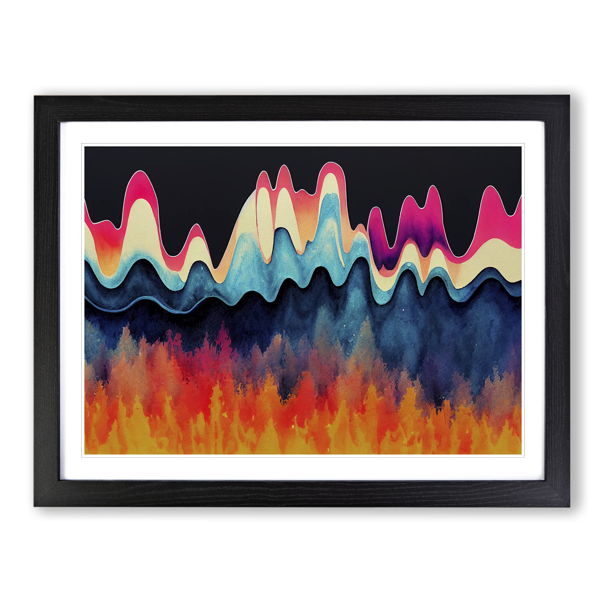 Audio Soundwave Art Vol.1 Abstract Framed Print | A4 Black Framed Wall Art | Ready to Hang | Abstract Fantasy Picture | Living Room Bedroom Lounge Office