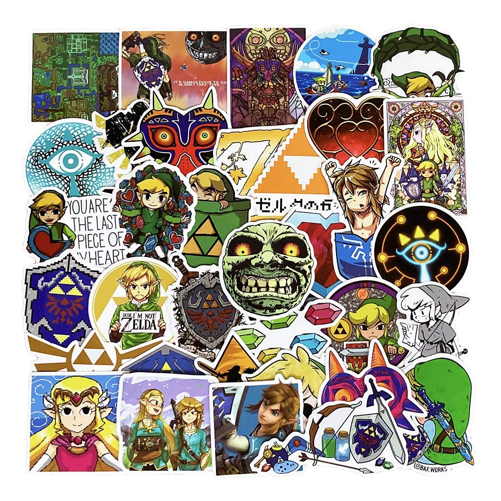 BARISC 50pcs The Legend of Zelda Stickers for Kids Boys Teens,Vinyl Gaming Stickers for Laptop Water Bottles Hydroflask Skateboard Bike Hard Hat Scarpbook Bedroom Wall