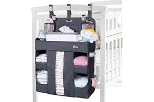 HHZ XL Hanging Diaper Caddy Organizer –Sturdy and Durable Baby Organizer – Diaper Stacker for Changing Table, Crib, Playard or Wall & Nursery Organization