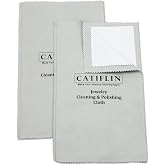 CATIFLIN 2pcs Multi-Layer Jewelry Cleaning Cloth, Large Silver Polishing Cloth, 100% Cotton Jewelry Polishing Cloths for Gold, Silver and Platinum Jewelry (Light Gray, 10 "X12)