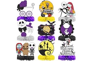 HIGZYOVN 9Pcs Nightmare Before Baby Shower Centerpiece Honeycomb Nightmare Table Decorations Nightmare Before Decorations for Halloween Nightmare Christmas Baby Shower Party Decorations Halloween Baby Shower