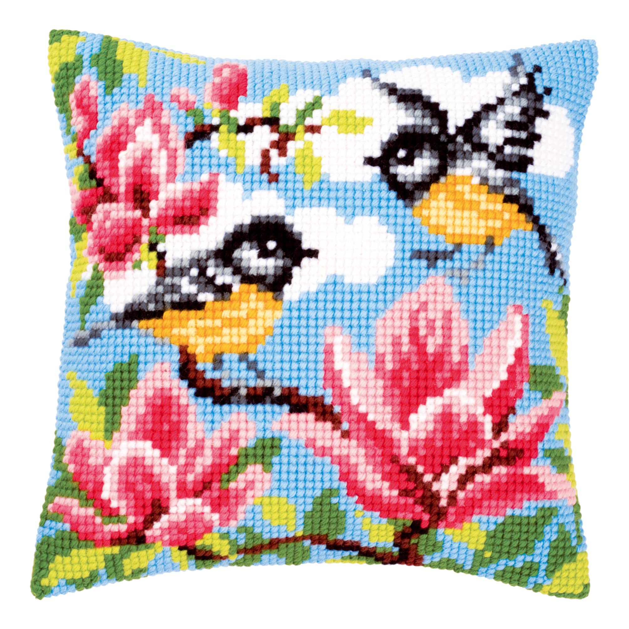 Vervaco Blue Tits Cross Stitch Cushion, Multi-Colour — image 1