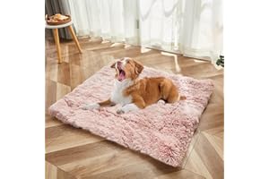 WERDIM Dog Cat Bed Mats Soft Crate Pad Blanket Plush Fluffy Self-Warming Pet Nest Bed for Small Medium Large Dogs and Cats, Ombre Pink, 20" x 24"