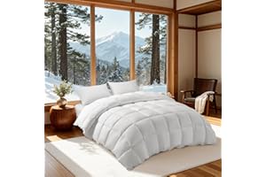 LBRO2M Canadian Luxury Goose Down Comforter Queen Size, 75% Goose Down 850+ Fill Power Duvet with 1200TC 100% Cotton Shell All Season Bedding Comforter, Soft Duvet Insert (90"X90",White)