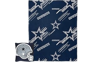 NORTHWEST ART MALL Northwest NFL Slashed Pillow 14X14 and Throw Blanket 40X50 Set with Back Pocket, Dallas Cowboys