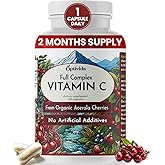 OPTIVIDA Health Acerola Cherry Capsules (60 Days Supply) – Plant-Based Vitamin C for Immune Support – Enhances Absorption – Supports Skin, Joints & Immune Health – GMP Certified