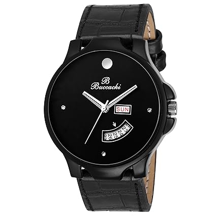 Analogue Black Round Day & Date Dial Watch for Mens (B-G5036-BK-BK)