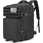 Tactical Backpack 45L Army Military Rucksack, Water Resistant MOLLE EDC Pack, Large 3 Day Bug Out Bag for Men & Women, Durable Outdoor Gear for Hiking, Camping, Hunting, Fishing,Travel (Black)