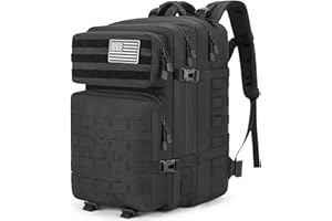 JORNOVA Tactical Backpack 45L Army Military Rucksack, Water Resistant MOLLE EDC Pack, Large 3 Day Bug Out Bag for Men & Women, Durable Outdoor Gear for Hiking, Camping, Hunting, Fishing,Travel (Black)